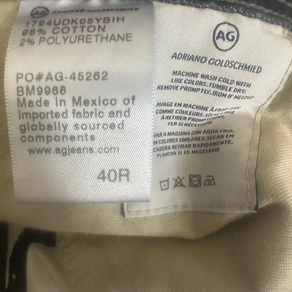 Men’s AG‎ Adriano Goldschmied Everett Slim Straight Jeans 40 x 35 Tall